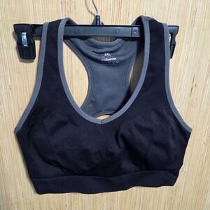 Womens Black Gray Racerback Mesh Panel Sports Bra 3XL Plus Size Athleisure